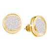 Image 1 : 0.99 CTW Princess Diamond Circle Cluster Stud Earrings 14KT Yellow Gold - REF-40W4K