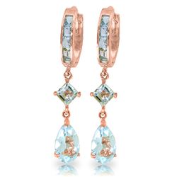 Genuine 5.62 ctw Aquamarine Earrings Jewelry 14KT Rose Gold - REF-76F2Z