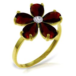 Genuine 2.22 ctw Garnet & Diamond Ring Jewelry 14KT Yellow Gold - REF-35P9H