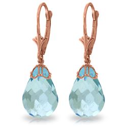 Genuine 20.5 ctw Blue Topaz Earrings Jewelry 14KT Rose Gold - REF-36P8H