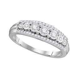 0.25 CTW Diamond Triple Row Ring 10KT White Gold - REF-28N4F