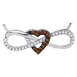 0.15 CTW Cognac-brown Color Diamond Infinity Heart Pendant 10KT White Gold - REF-16W4K