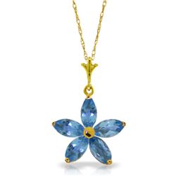 Genuine 1.40 ctw Blue Topaz Necklace Jewelry 14KT Yellow Gold - REF-25X8M