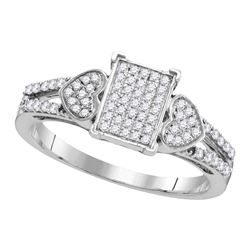 0.25 CTW Diamond Double Heart Square Cluster Ring 10KT White Gold - REF-25N4F