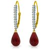 Image 1 : Genuine 6.9 ctw Ruby & Diamond Earrings Jewelry 14KT Yellow Gold - REF-54N5R