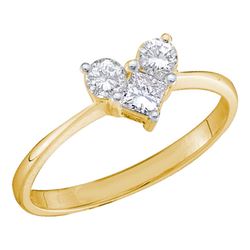 0.52 CTW Princess Diamond Heart Bridal Engagement Ring 14KT Yellow Gold - REF-49K5W