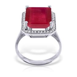 Genuine 7.45 ctw Ruby & Diamond Ring Jewelry 14KT White Gold - REF-119T7A