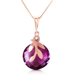 Genuine 5.32 ctw Amethyst & Diamond Necklace Jewelry 14KT Rose Gold - REF-31Y2F