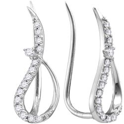 0.18 CTW Diamond Climber Earrings 10KT White Gold - REF-12N8F