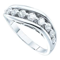0.51 CTW Pave-set Diamond Arched Ring 14KT White Gold - REF-41H9M