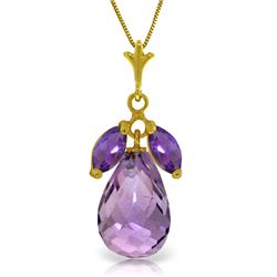 Genuine 7.2 ctw Amethyst Necklace Jewelry 14KT Yellow Gold - REF-30H5X