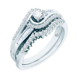 0.50 CTW Diamond Swirl Bridal Engagement Ring 10KT White Gold - REF-47F9N