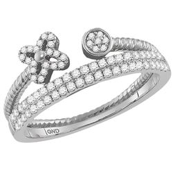0.21 CTW Diamond Flower Stackable Ring 10KT White Gold - REF-30M2H