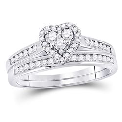 0.55 CTW Diamond Heart Bridal Engagement Ring 10KT White Gold - REF-37W5K
