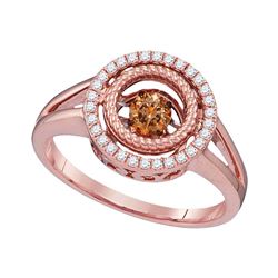 0.38 CTW Cognac-brown Color Diamond Moving Twinkle Ring 10KT Rose Gold - REF-52Y4X