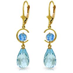 Genuine 11 ctw Blue Topaz Earrings Jewelry 14KT Yellow Gold - REF-46H7X