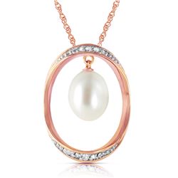 Genuine 4.1 ctw Pearl & Diamond Necklace Jewelry 14KT Rose Gold - REF-99K3V