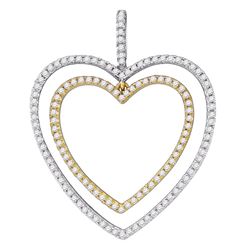 0.50 CTW Diamond 2-tone Double Heart Pendant 10KT White Gold - REF-31X4Y