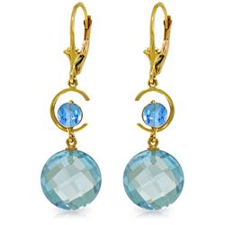 Genuine 11.60 ctw Blue Topaz Earrings Jewelry 14KT Yellow Gold - REF-47R5P