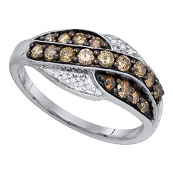 0.55 CTW Cognac-brown Color Diamond Ring 10KT White Gold - REF-26H9M