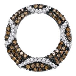 0.40 CTW Cognac-brown Color Diamond Circle Pendant 10KT White Gold - REF-19W4K