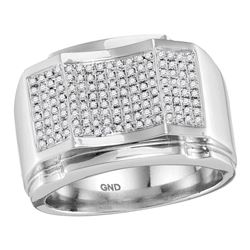0.49 CTW Mens Diamond Arched Concave Square Cluster Ring 10KT White Gold - REF-75F2N