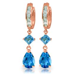 Genuine 5.62 ctw Blue Topaz Earrings Jewelry 14KT Rose Gold - REF-62T2A