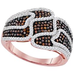 0.75 CTW Red Color Diamond Cocktail Ring 10KT Rose Gold - REF-67N4F