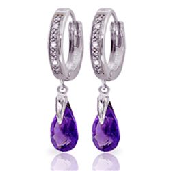 Genuine 2.53 ctw Amethyst & Diamond Earrings Jewelry 14KT White Gold - REF-58K2V