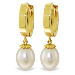 Genuine 8 ctw Pearl Earrings Jewelry 14KT Yellow Gold - REF-42N2R