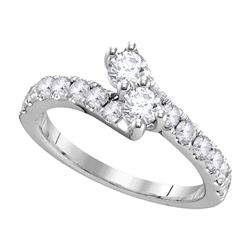 0.51 CTW Diamond 2-stone Hearts Together Bridal Ring 14KT White Gold - REF-52X4Y