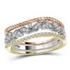 Image 1 : 0.21 CTW Diamond Stackable Rope Floral Ring 10KT Tri-Tone Gold - REF-30W2K