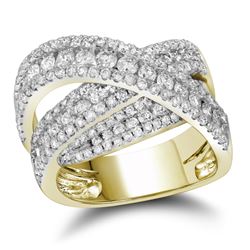 2 CTW Diamond Crossover Fashion Ring 10KT Yellow Gold - REF-194K9W