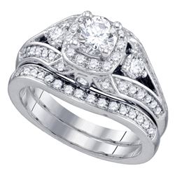 1.5 CTW Diamond Bridal Wedding Engagement Ring 14KT White Gold - REF-344Y9X