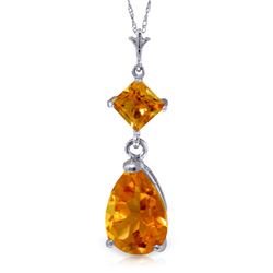 Genuine 2 ctw Citrine Necklace Jewelry 14KT White Gold - REF-24Y3F
