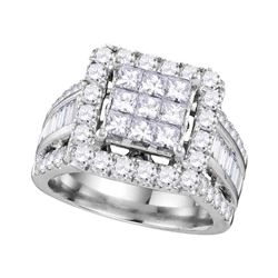 3 CTW Princess Diamond Cluster Bridal Engagement Ring 14KT White Gold - REF-299F9N