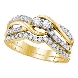 0.74 CTW Diamond 2-Stone Bridal Wedding Engagement Ring 14KT Yellow Gold - REF-75M2H