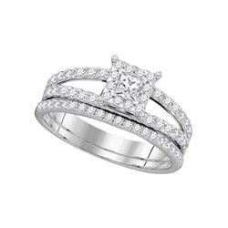 1 CTW Diamond Princess Bridal Engagement Ring 14KT White Gold - REF-112X5Y