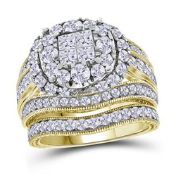 2.51 CTW Princess Diamond Soleil Bridal Engagement Ring 14KT Yellow Gold - REF-194H9M
