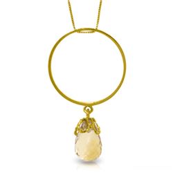 Genuine 3 ctw Citrine Necklace Jewelry 14KT White Gold - REF-24Y4F