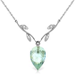 Genuine 11.27 ctw Blue Topaz & Diamond Necklace Jewelry 14KT White Gold - REF-44N3R