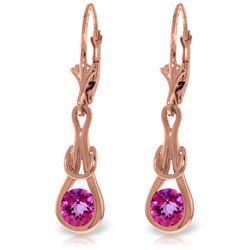 Genuine 1.30 ctw Pink Topaz Earrings Jewelry 14KT Rose Gold - REF-49H3X