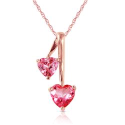 Genuine 1.40 ctw Pink Topaz Necklace Jewelry 14KT Rose Gold - REF-24F3Z