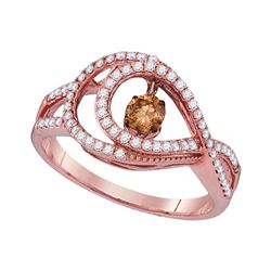 0.55 CTW Cognac-brown Color Diamond Moving Twinkle Ring 10KT Rose Gold - REF-67Y4X