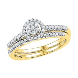 0.33 CTW Diamond Cluster Bridal Engagement Ring 10KT Yellow Gold - REF-30N2F