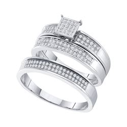 0.33 CTW His & Hers Diamond Cluster Matching Bridal Ring 10KT White Gold - REF-49X5Y