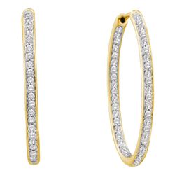 0.50 CTW Diamond In/Out Endless Hoop Earrings 14KT Yellow Gold - REF-67H4M