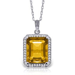 Genuine 5.4 ctw Citrine & Diamond Necklace Jewelry 14KT White Gold - REF-70R5P