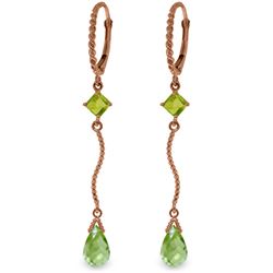 Genuine 3.5 ctw Peridot Earrings Jewelry 14KT Rose Gold - REF-33H8X