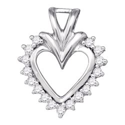 0.24 CTW Diamond Open-center Heart Pendant 10KT White Gold - REF-25X4Y